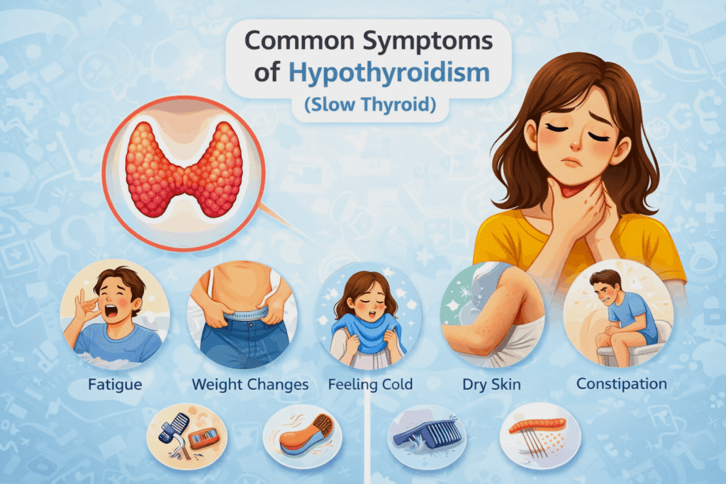 Common Symptoms of Hypothyroidism (Slow Thyroid)
