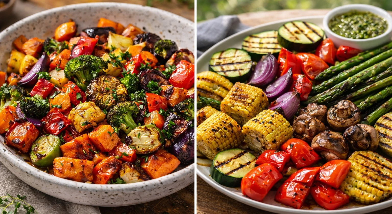 roasted vegetables vs grilled vegetables