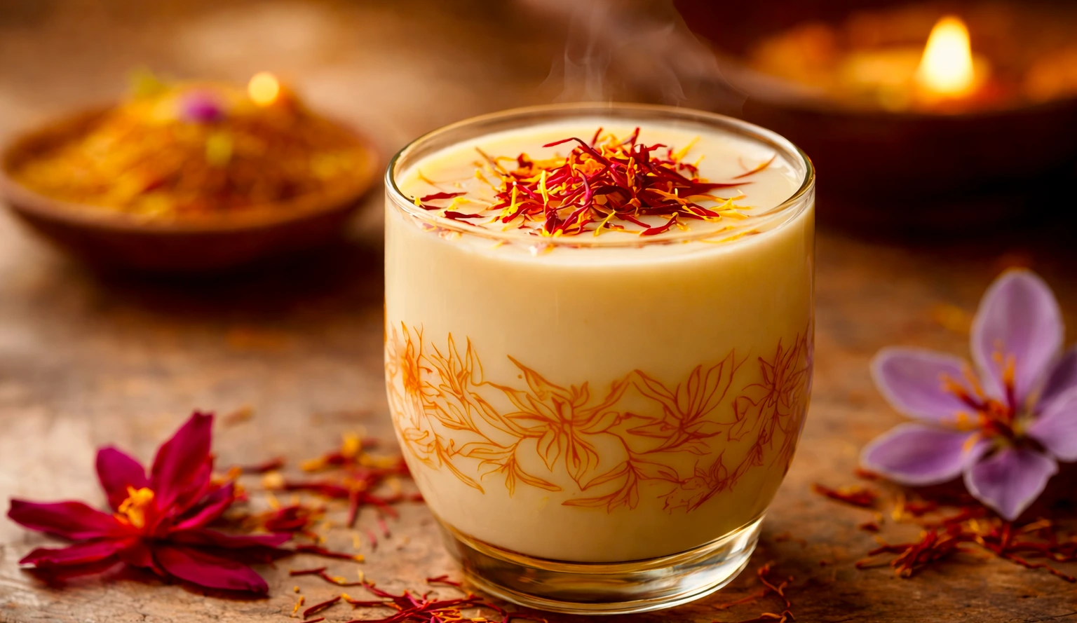 Saffron milk with a warm glow